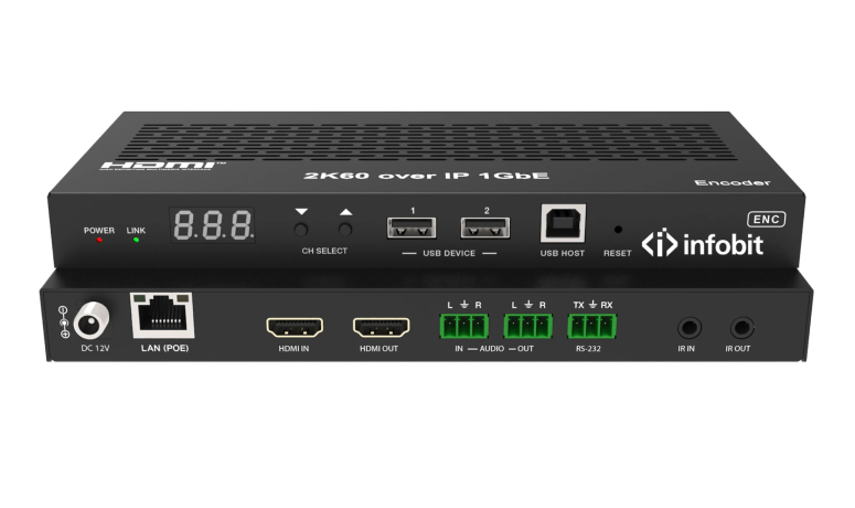 Infobit, iSwitch 265T, Передатчик HDMI 4K H.265 AV через IP, кодер, 1920x1200@ 60 Гц, Tx